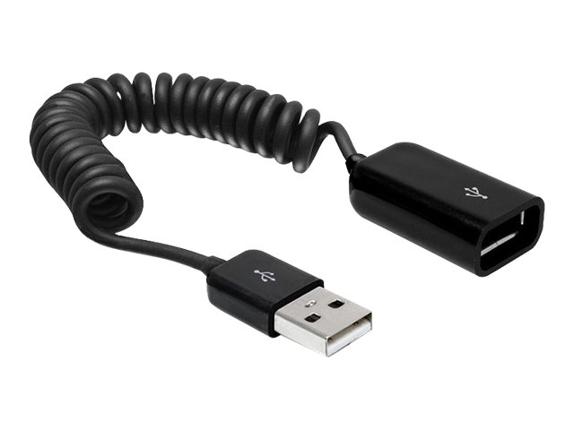 Delock  USB 2.0 kabel prodlužovací, A-A, 20cm černý kroucený