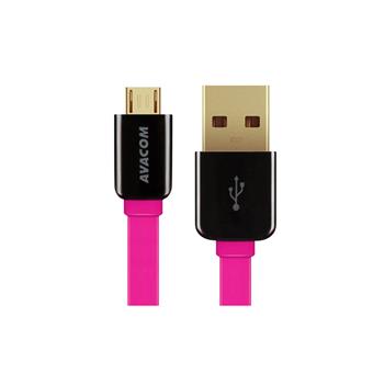 Kabel AVACOM USB - Micro USB, 40cm, růžová