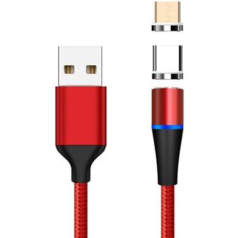 PremiumCord Magnetický micro USB a USB-C nabíjecí a datový kabel 1m, červený