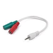 Gembird kabelová rozdvojka jack 3,5mm (4 pólový) na 2x3,5mm M/ F, 20cm, audio
