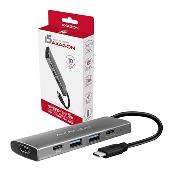 AXAGON HMC-5G2, USB 3.2 Gen 2 10 Gb/s hub, porty 2x USB-A, 2x USB-C, HDMI, PD 60W, kabel USB-C 13cm