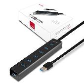 AXAGON HUE-SA7BP, 7x USB3.0 ALU CHARGING hub vč. AC adapteru