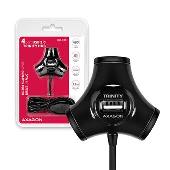 AXAGO externí 4x USB2.0 TRINITY hub černý