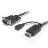 Kabelový převodník HDMI na VGA s napájecím micro USB konektorem - černý