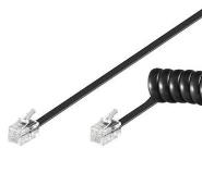PremiumCord Kabel telefonní sluchátkový kroucený 4 žíly 2m - černý